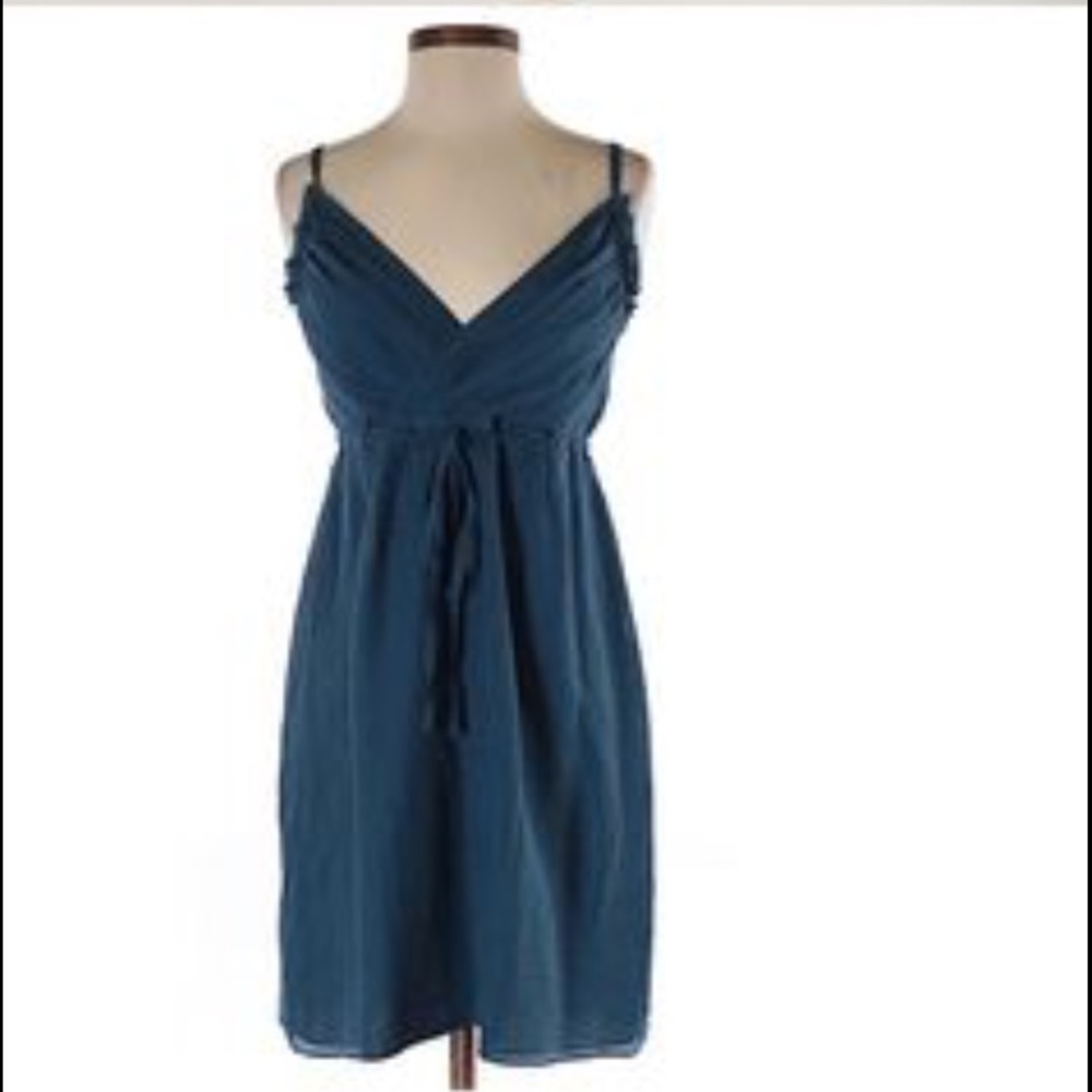 THESSALY BEACH DRESS EMBOSSED SILK AND COTTON NAVY